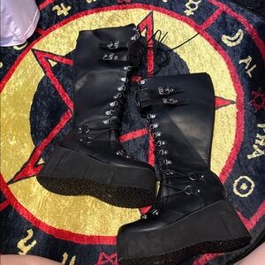 Black Platform Lace-Up Boots